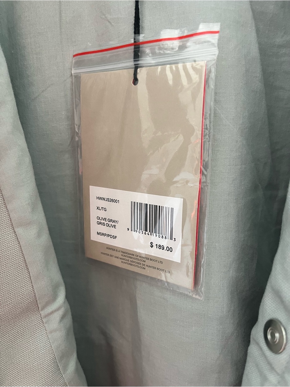 Hunter Light Gray Trench Coat with Cream Collar Size XL - Picture 6 of 9